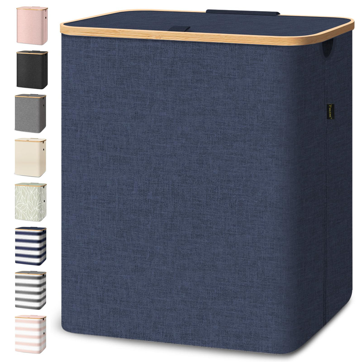 BALEINE laundry hamper with lid in blue; roomy capacity for laundry.