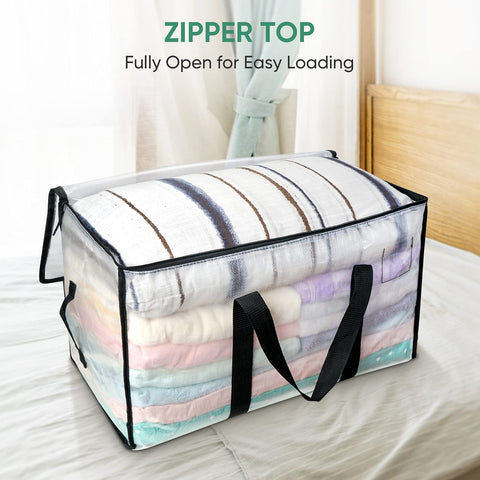 Large-capacity BALEINE bags hold clothing and bedding efficiently.
