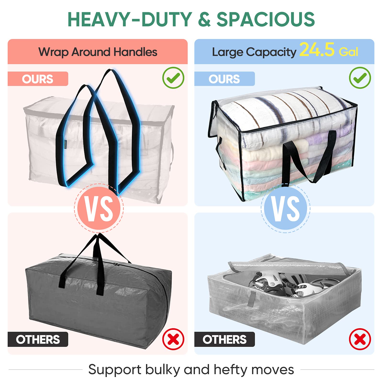 BALEINE tag pocket helps label each bag for fast recognition.