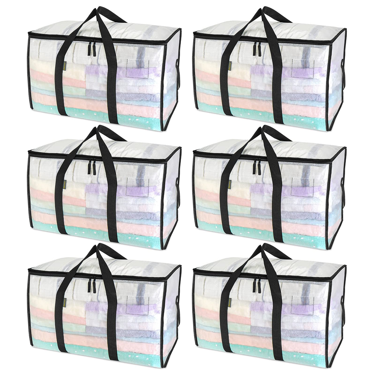 BALEINE 6-pack oversized clear bags with high capacity for moving clothes.