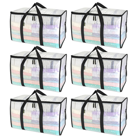 BALEINE 6-pack oversized clear bags with high capacity for moving clothes.