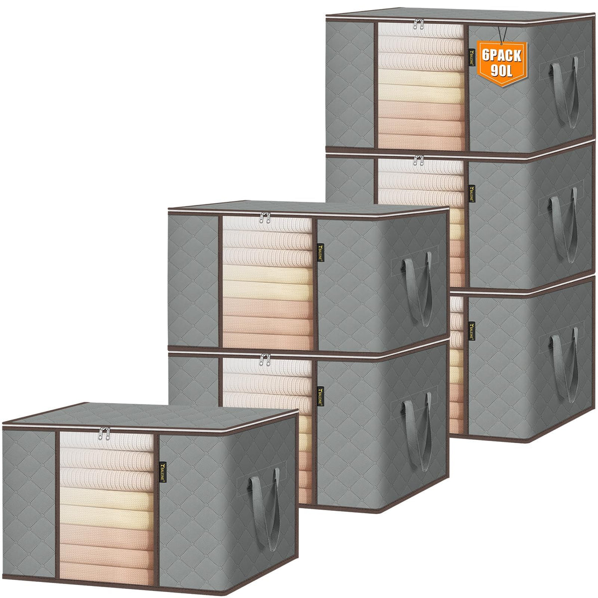 BALEINE 6-pack storage bags with clear front window for easy bedding organization.