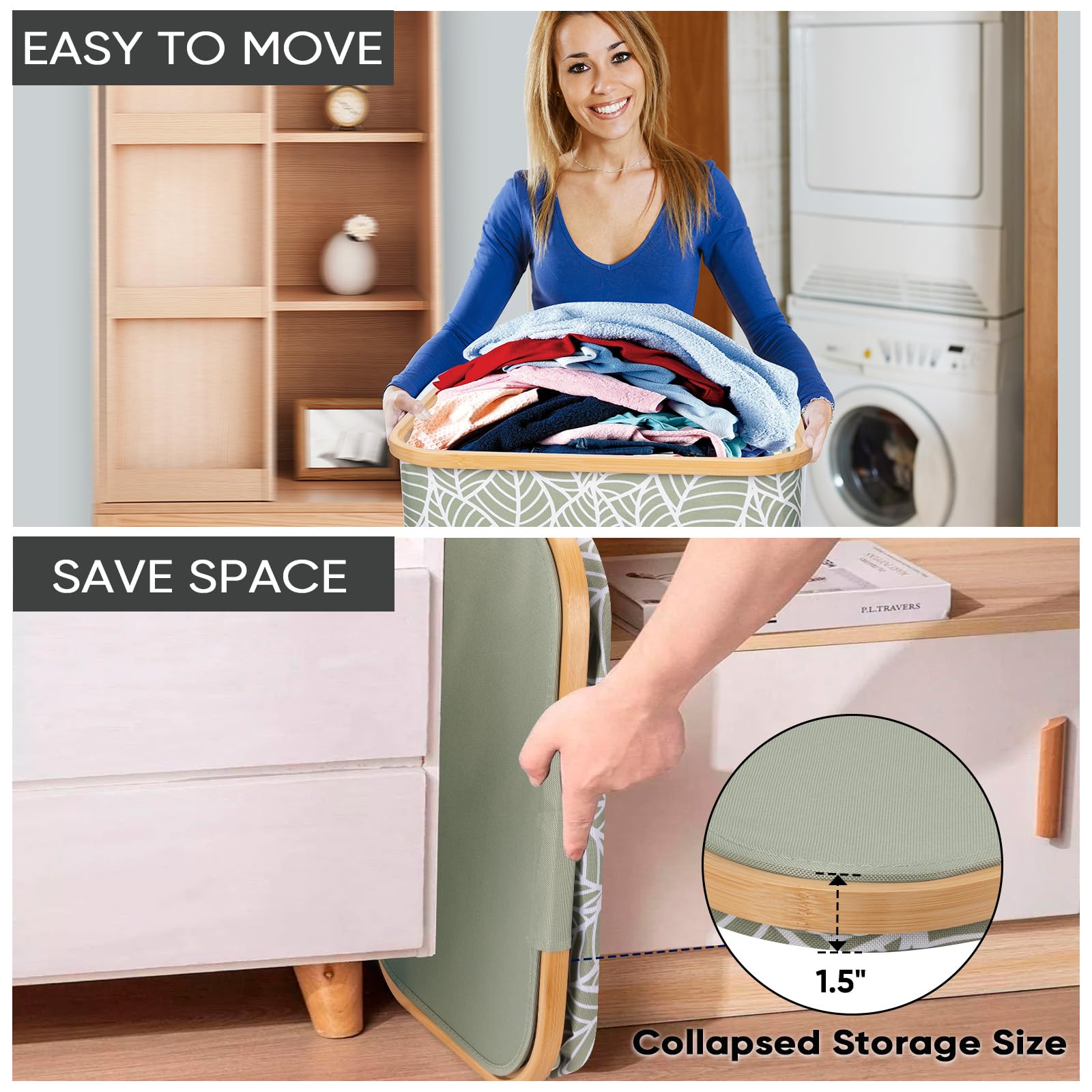BALEINE Laundry Hamper 26 gallon capacity, ideal for towels and clothes.