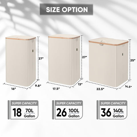 BALEINE laundry hamper bamboo rim adds natural style and durability