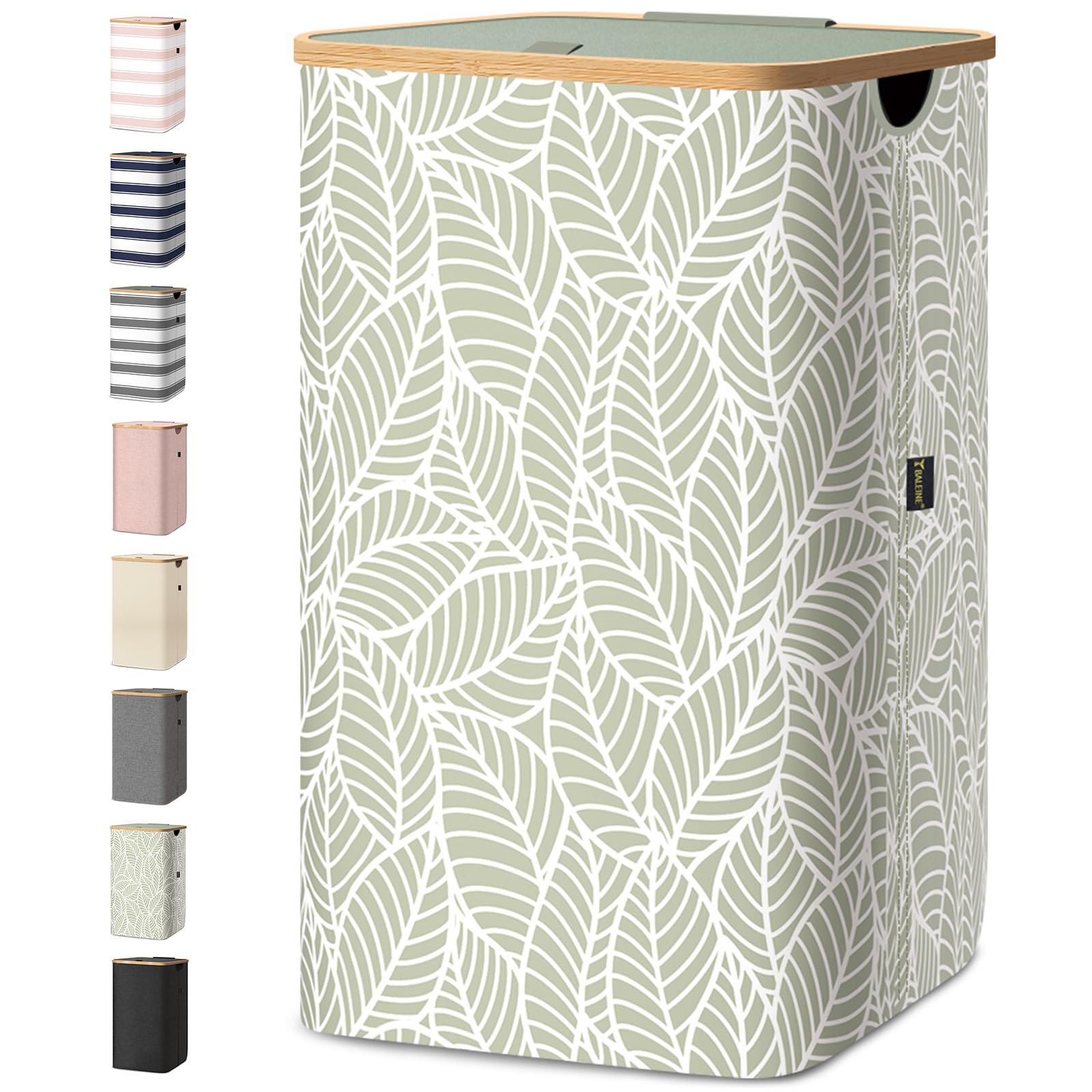 BALEINE Laundry Hamper with Lid, closed, enhances room tidiness with elegant design.