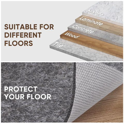 BALEINE surface compatibility demo on hardwood, tile, and carpet.