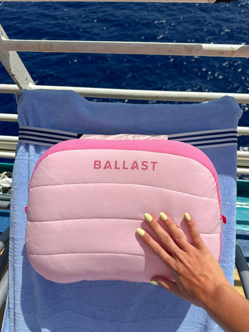 Ballast Beach Pillow compact carrying case for easy transport.