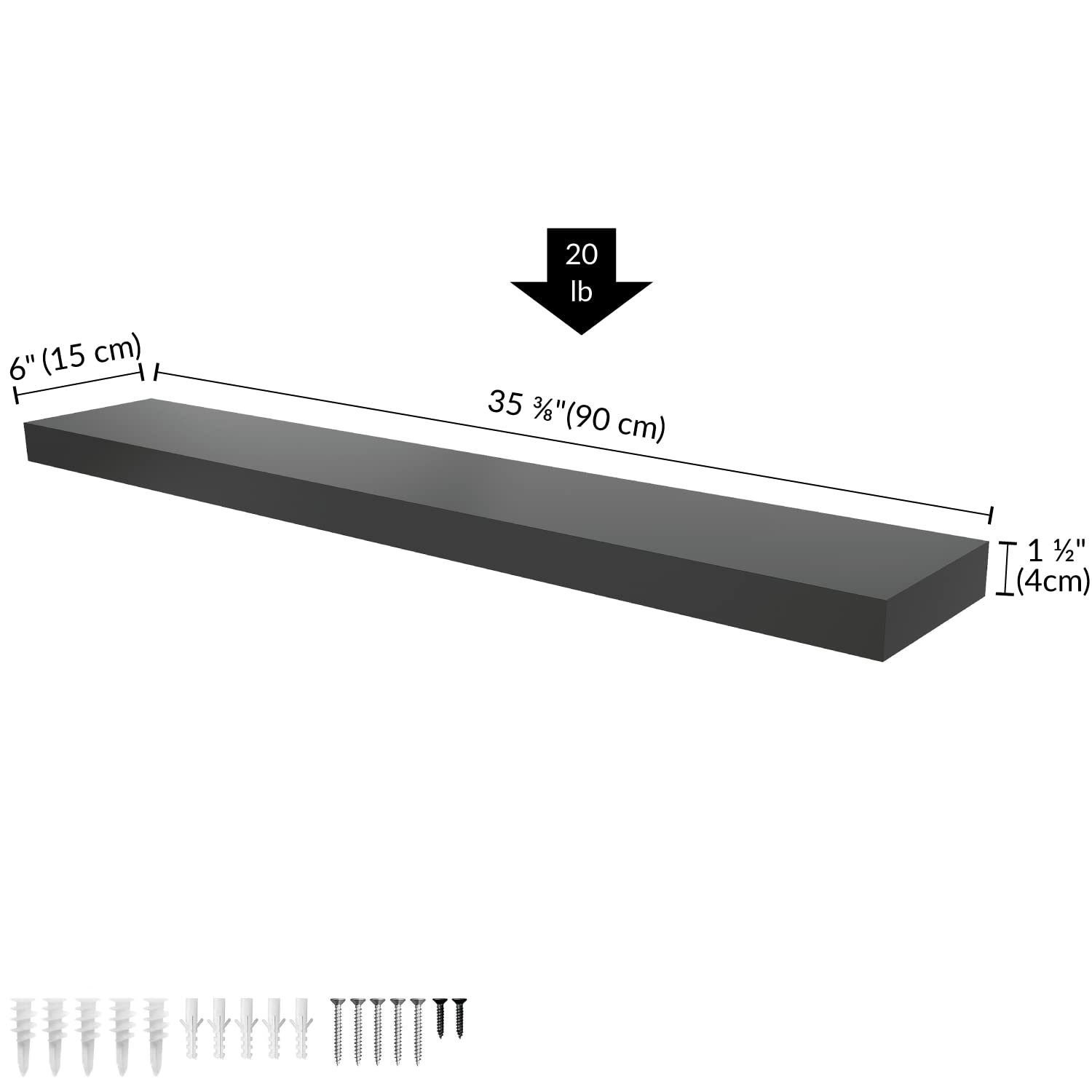 Ballucci bathroom wall shelf, 36-inch black finish complements a modern vanity.