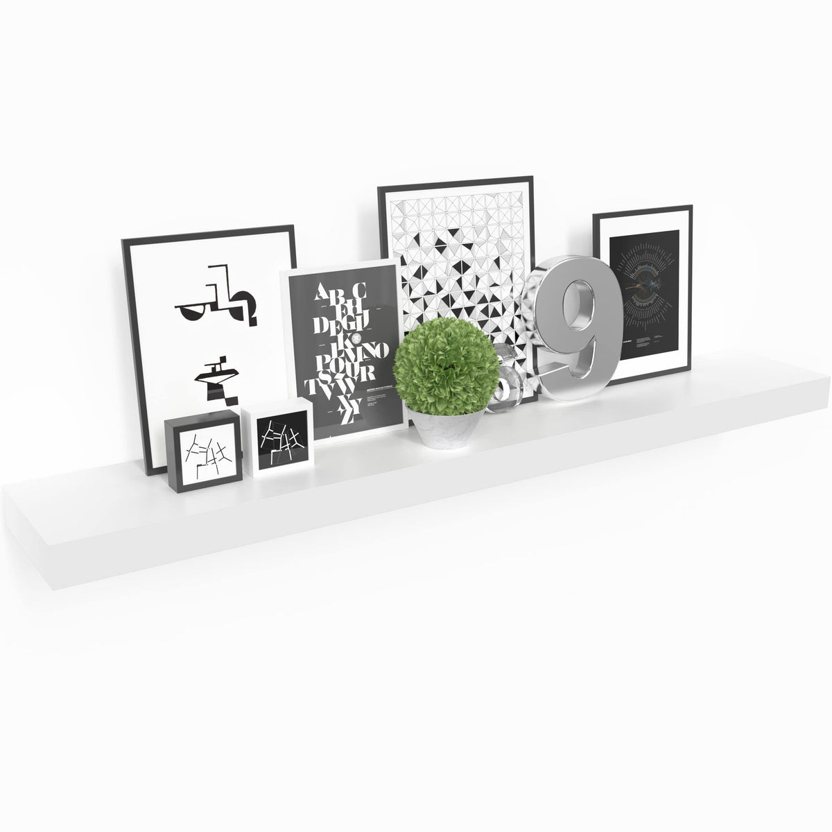 Ballucci 36 inch floating shelf with hidden brackets in white wood finish