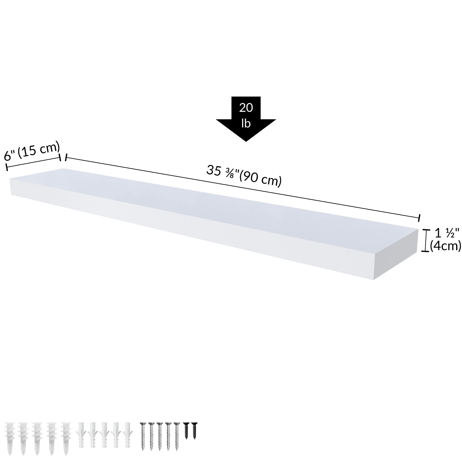 Ballucci floating shelf in living room decor for photos and plants