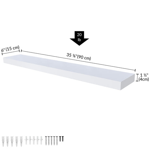 Ballucci floating shelf in living room decor for photos and plants