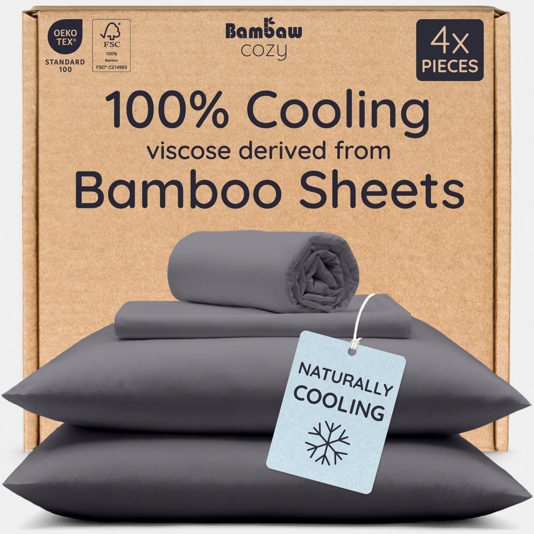 Bambaw bamboo charcoal queen fitted sheet showing deep pocket fit up to 16 inches