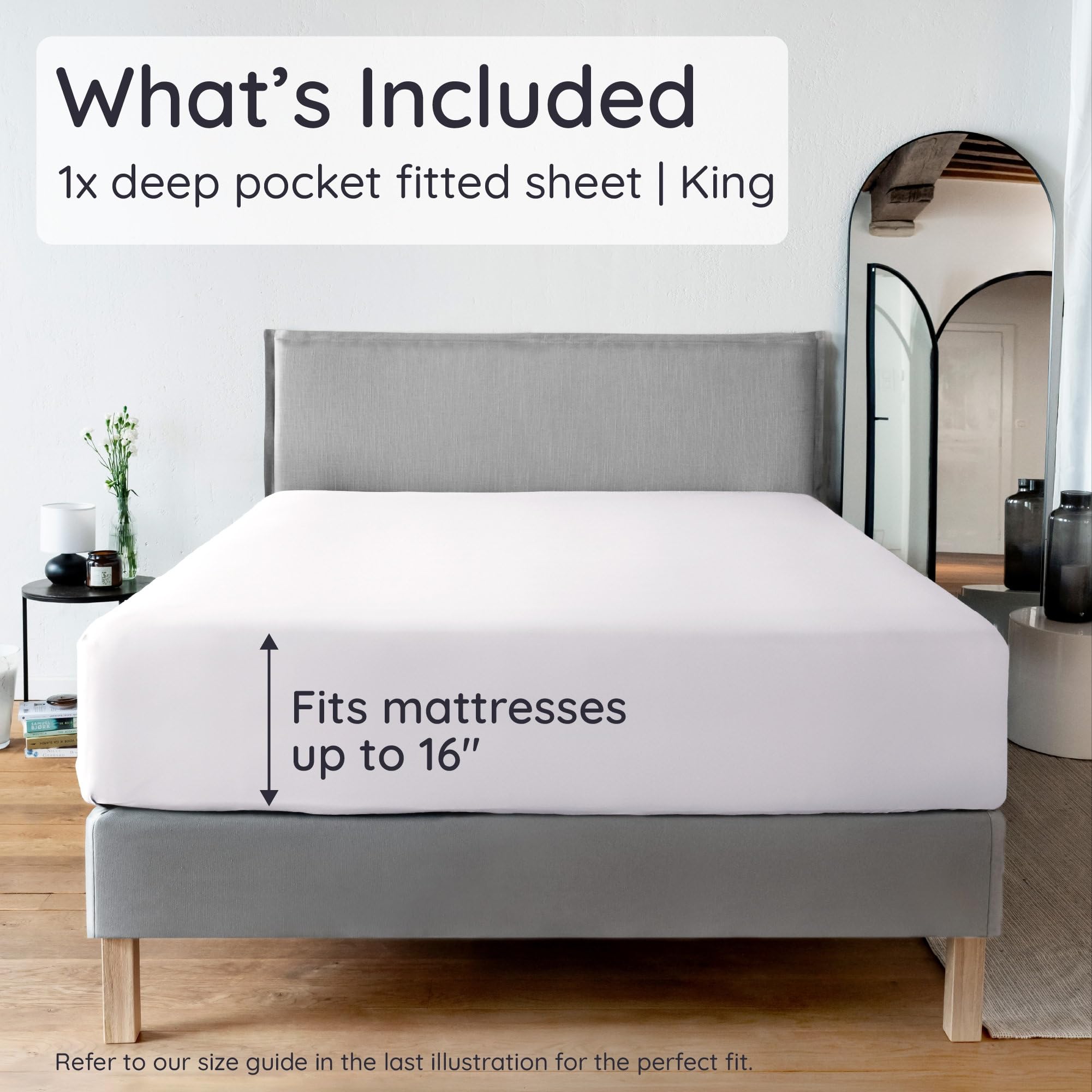 Bambaw King White fitted sheet deep-pocket 16-inch design fits tall mattresses securely