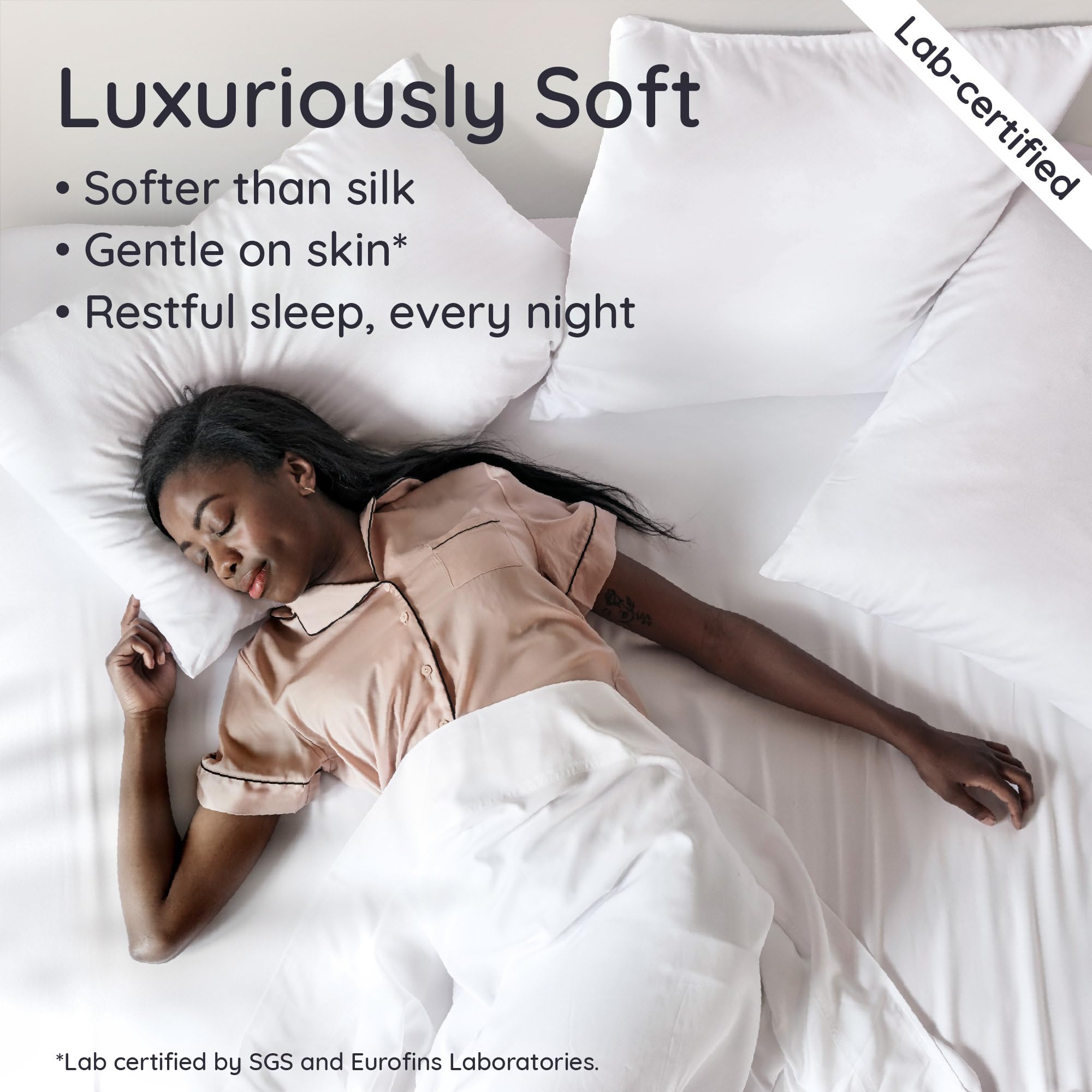 Bambaw King White fitted sheet on king mattress demonstrates snug, stable fit