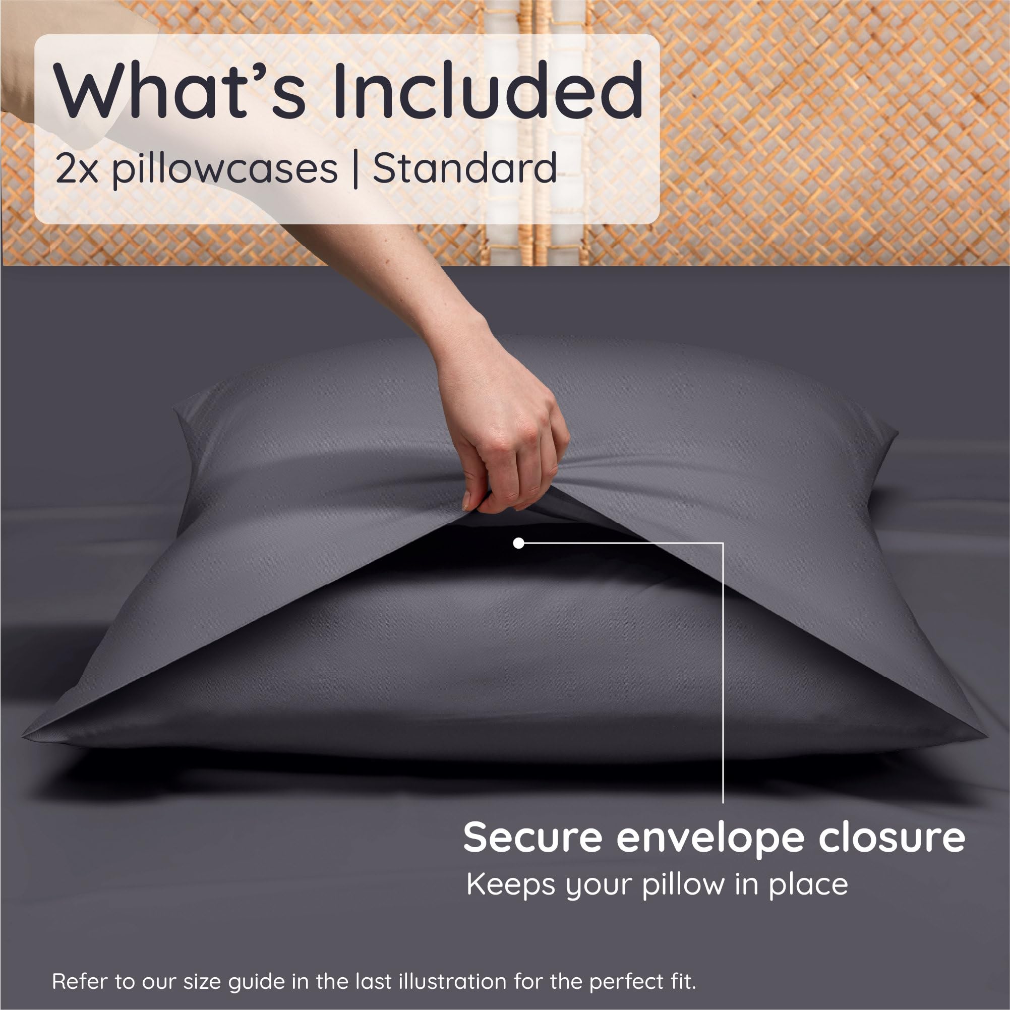 Bambaw pillowcase fabric detail shows buttery-soft, silk-like finish.