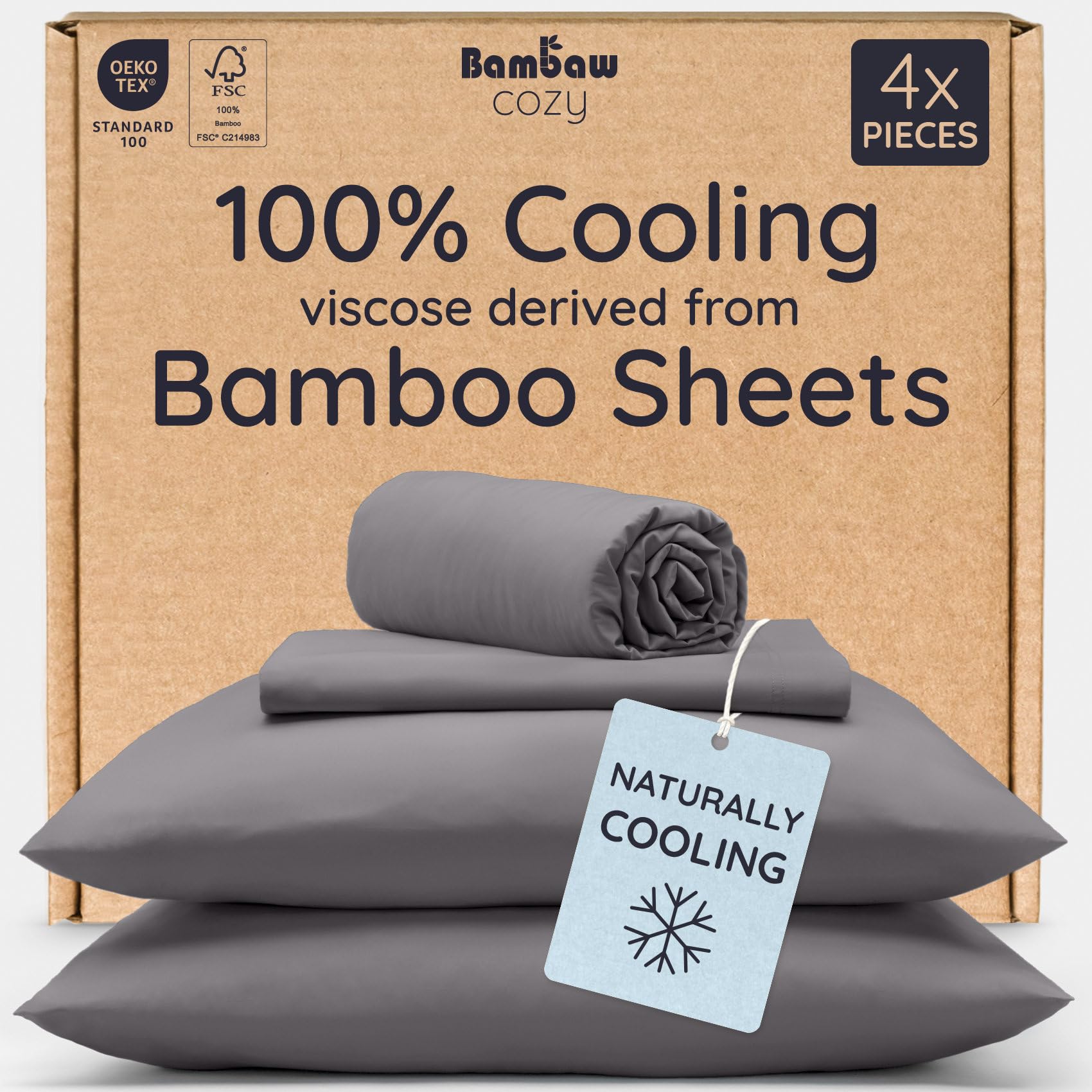 Bambaw queen fitted sheet 16in with elastic edge for a secure, snug fit.