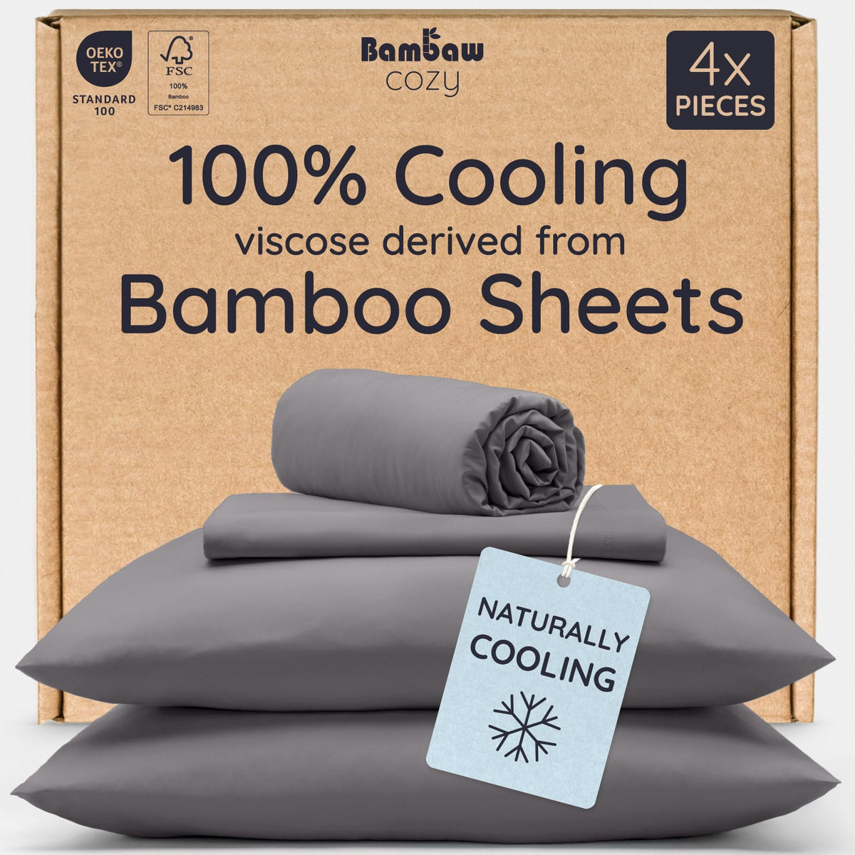 Bambaw queen fitted sheet 16in with elastic edge for a secure, snug fit.