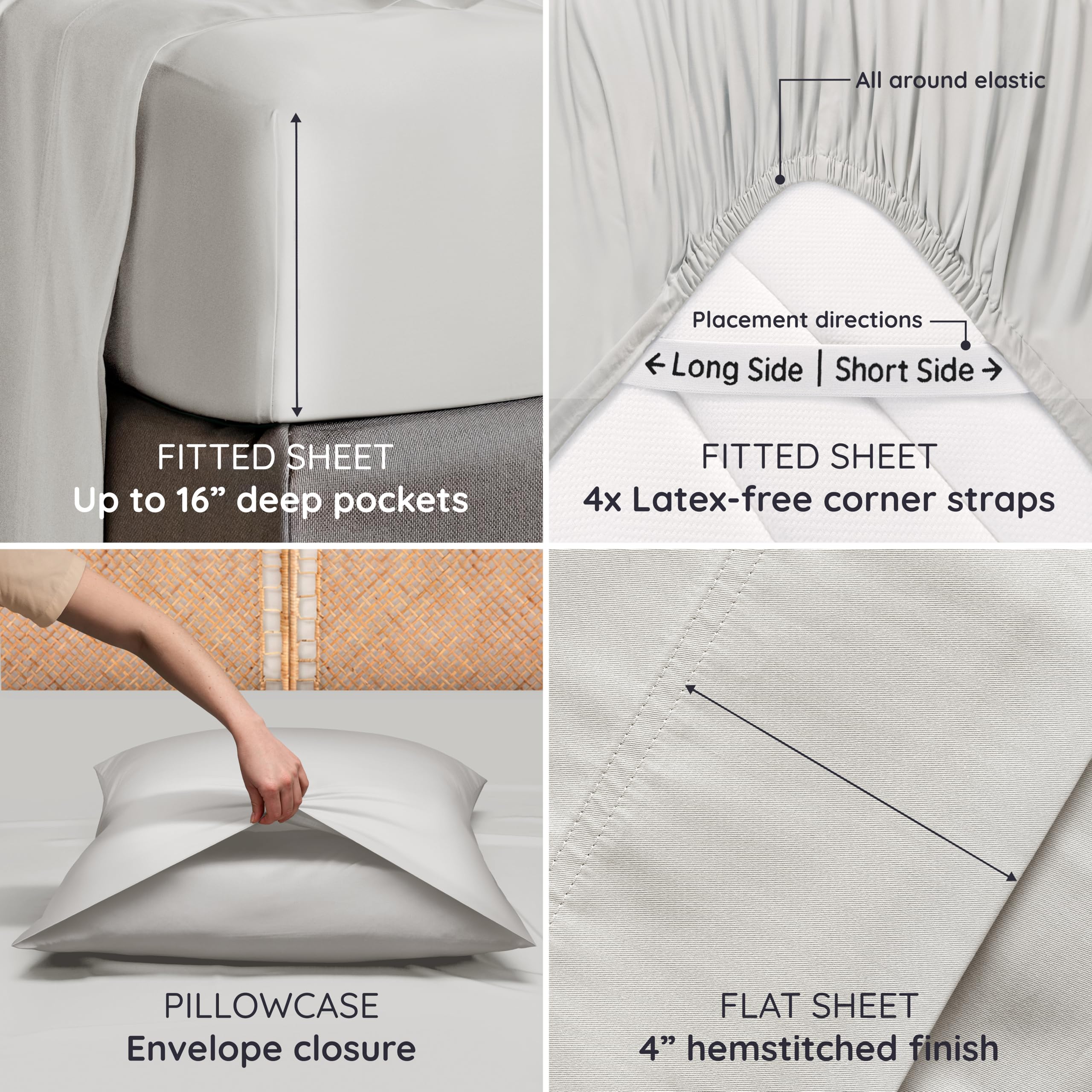 Bambaw Queen Sheet Set corner straps keep sheets in place.