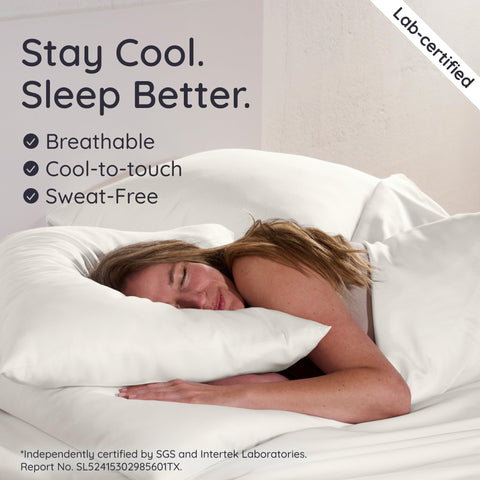 Bambaw ivory pillowcase with buttery-soft feel on bed