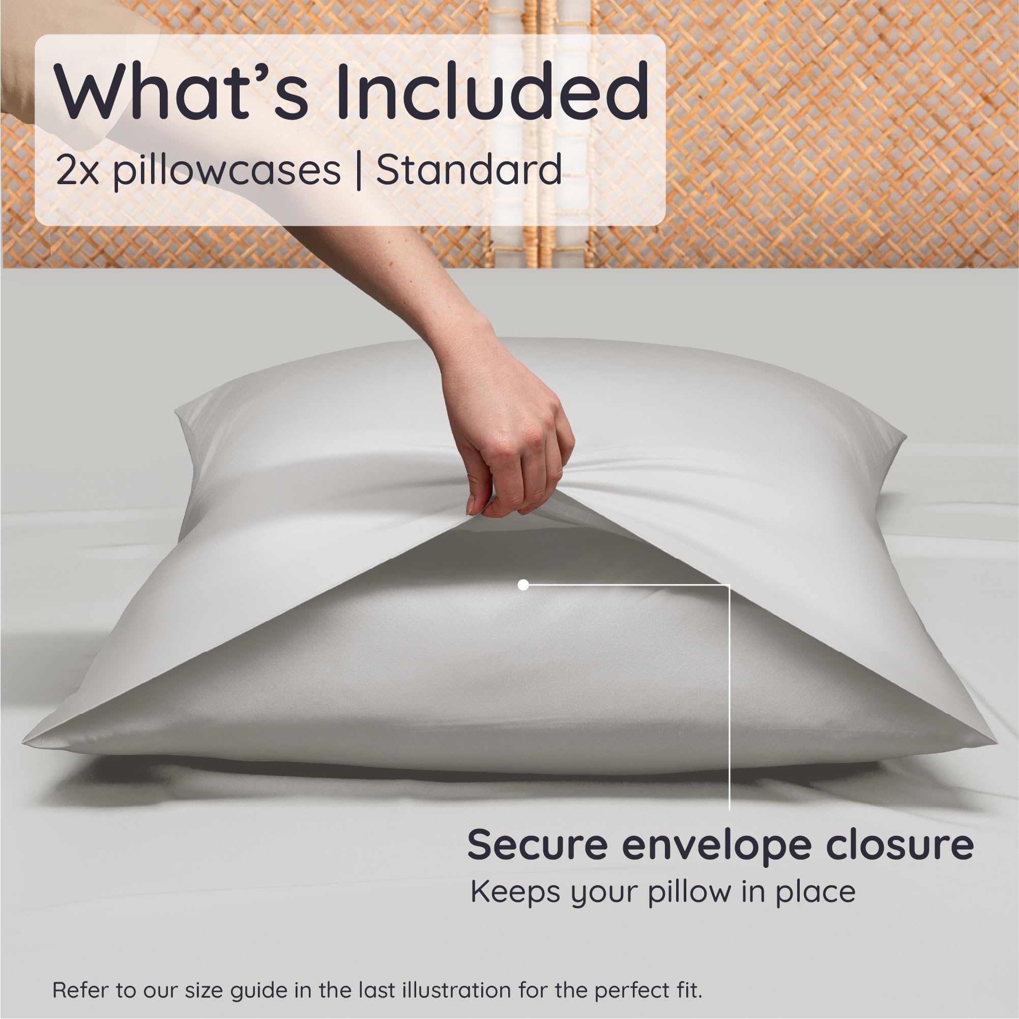 Bambaw standard-size pillowcase set shown side by side for coordinated bed look.