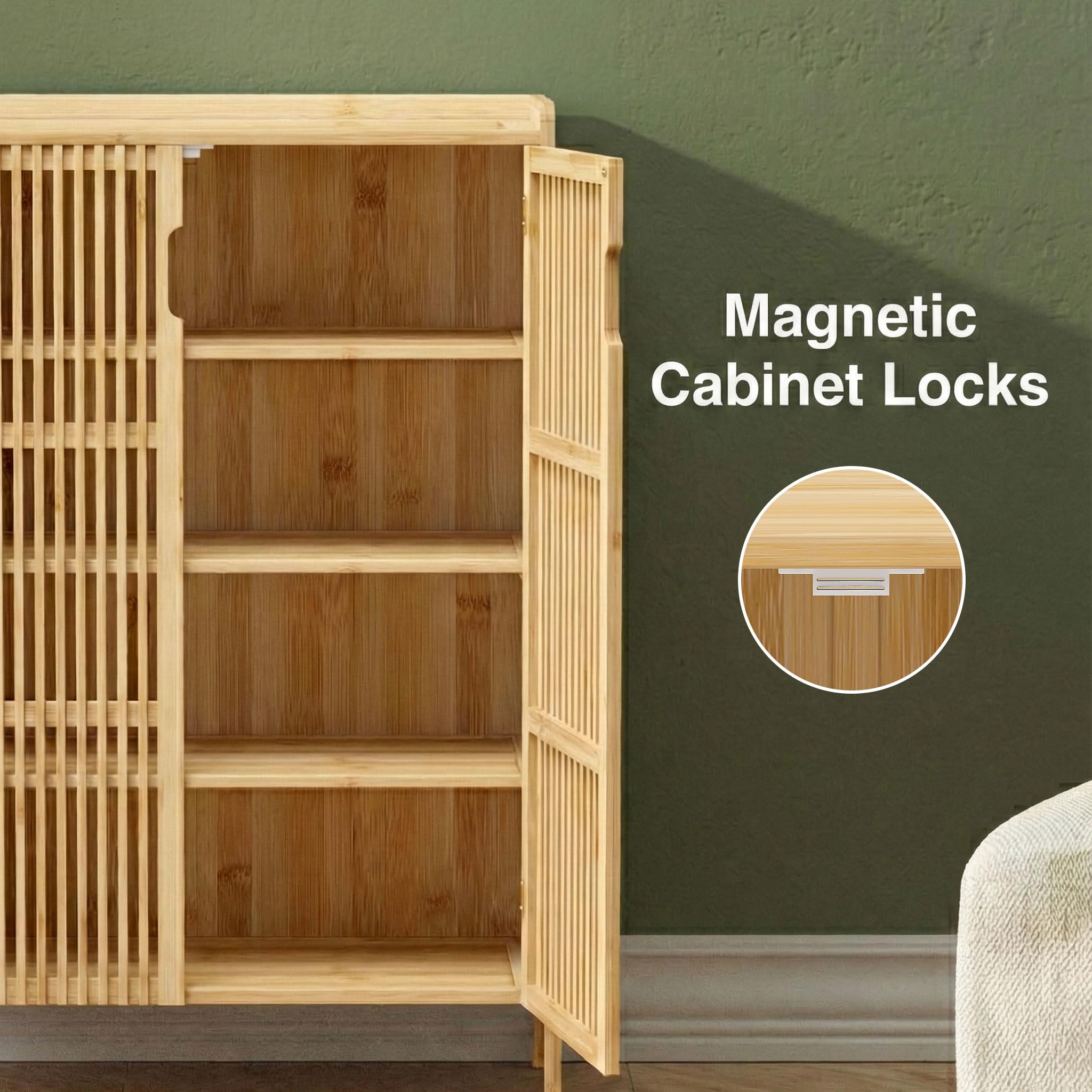 Bambooflow bamboo hinges enable smooth door operation.