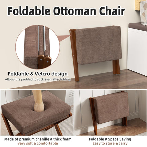 BAMBOOHOMIE foot stool close-up shows plush chenille cushion and soft comfort.