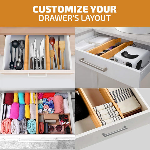 Bambüsi multipurpose dividers ideal for lingerie, office supplies, or bathroom essentials