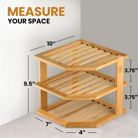 Bambüsi space-saving kitchen storage tiered riser for plates and bowls.