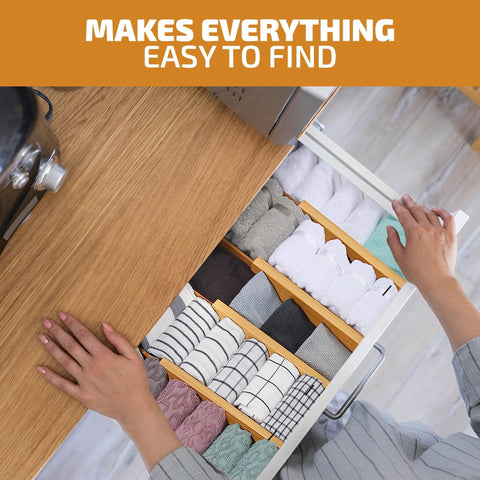 Bambüsi spring-loaded ends keep dividers secure without scratching surfaces