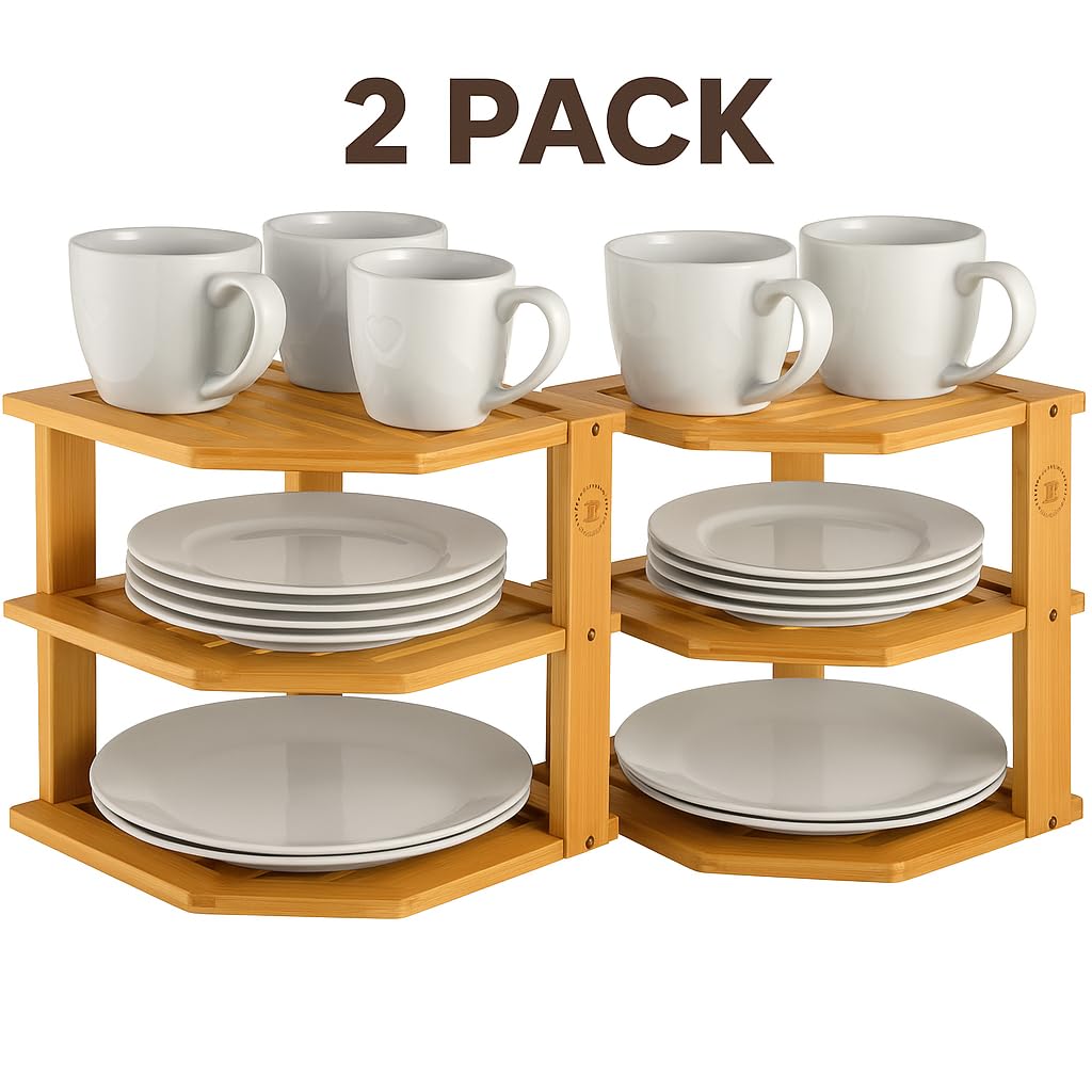 Bambüsi organized display shelf suitable for kitchen, living, or laundry areas.