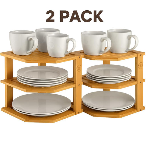 Bambüsi organized display shelf suitable for kitchen, living, or laundry areas.