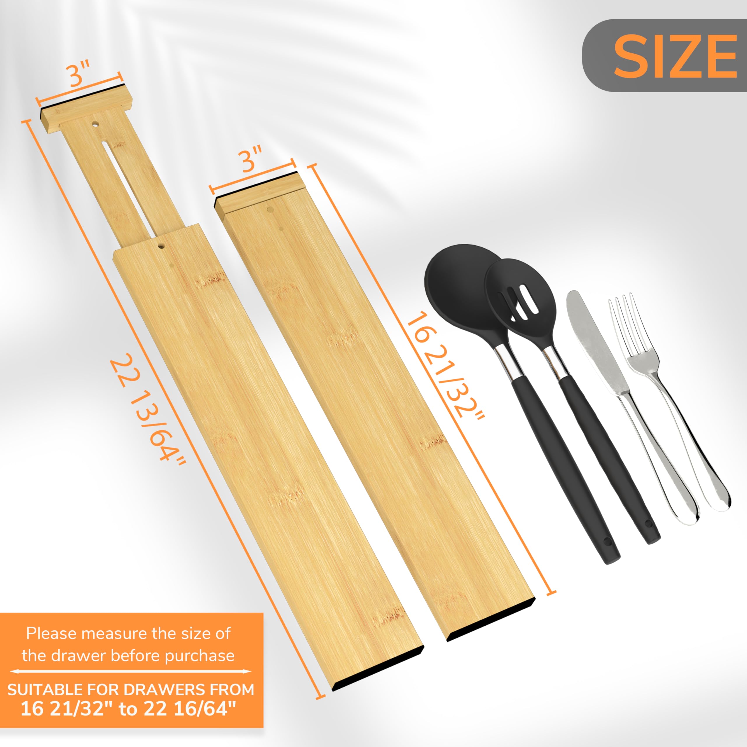 BAMEOS bamboo divider adjusted to fit a wider drawer with extended length