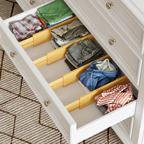 BAMEOS divider on a bedroom dresser for neat cosmetics