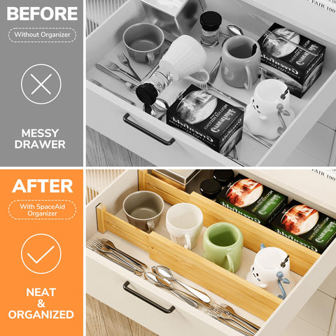 BAMEOS bamboo divider end pads protect surfaces while keeping items stable.