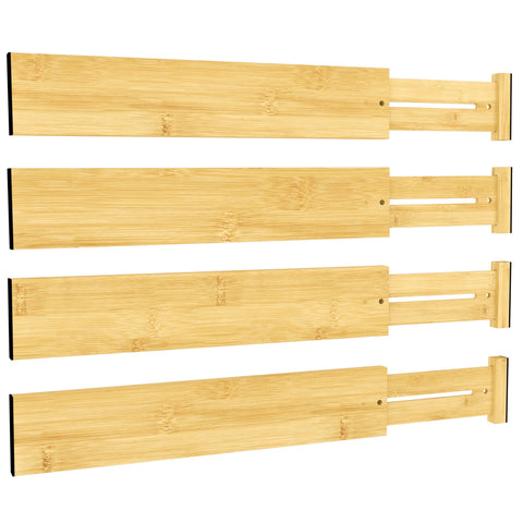 BAMEOS bamboo drawer divider 3-inch height shown in a kitchen drawer for neat separation