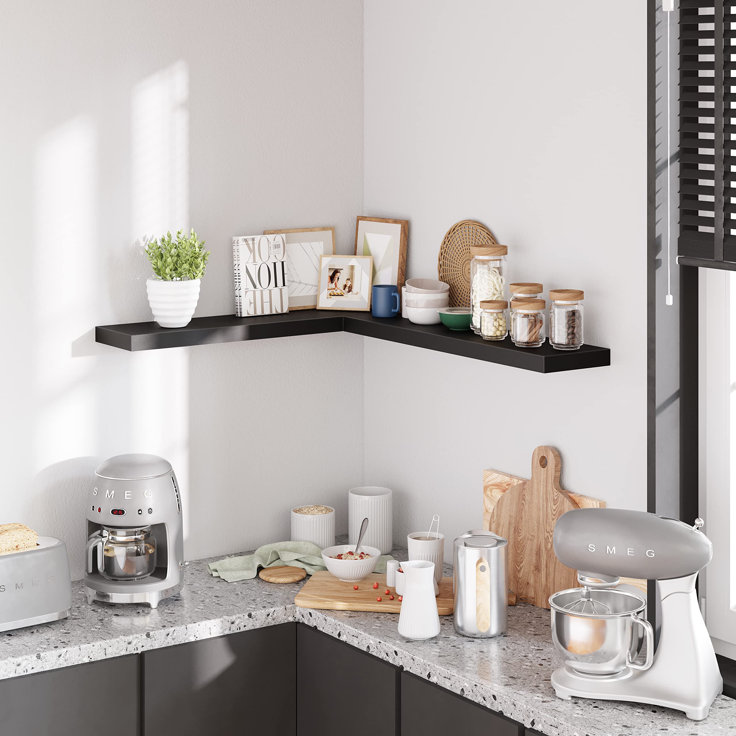 BAMEOS bathroom floating shelf in MDF with frosted surface texture