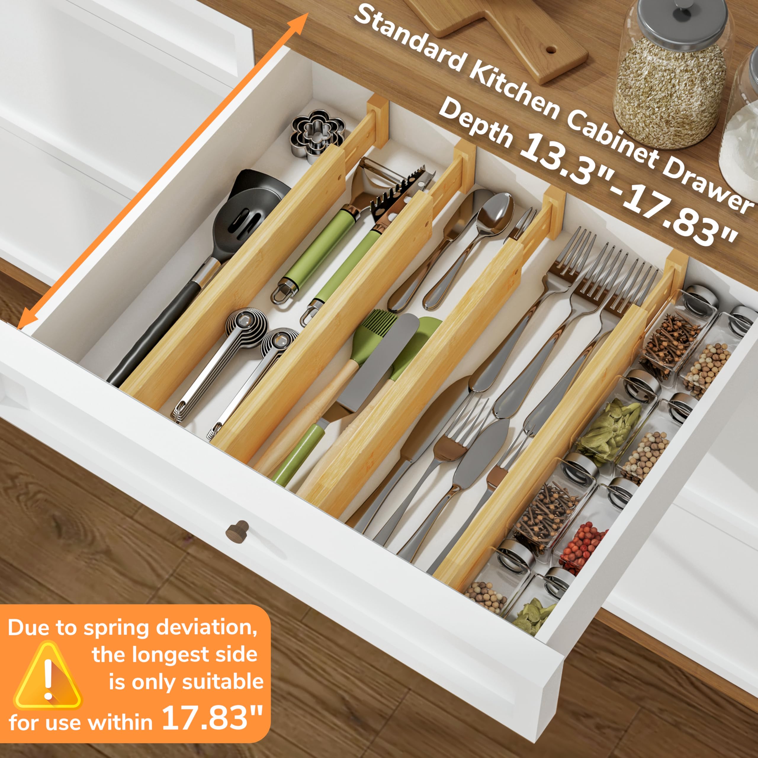BAMEOS drawer divider with reinforced springs for stability