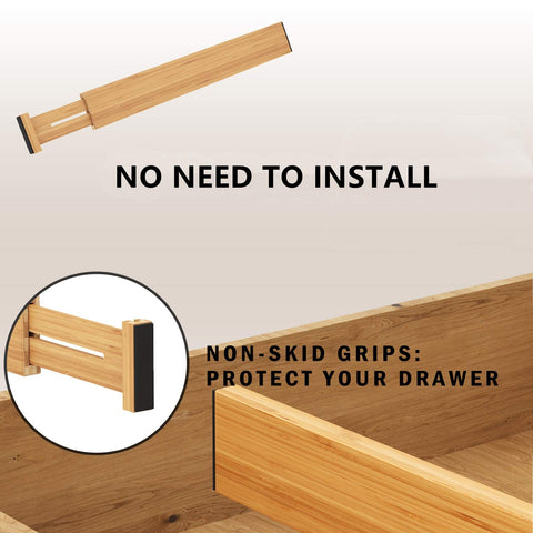 BAMEOS bamboo drawer dividers close-up reveals natural durability