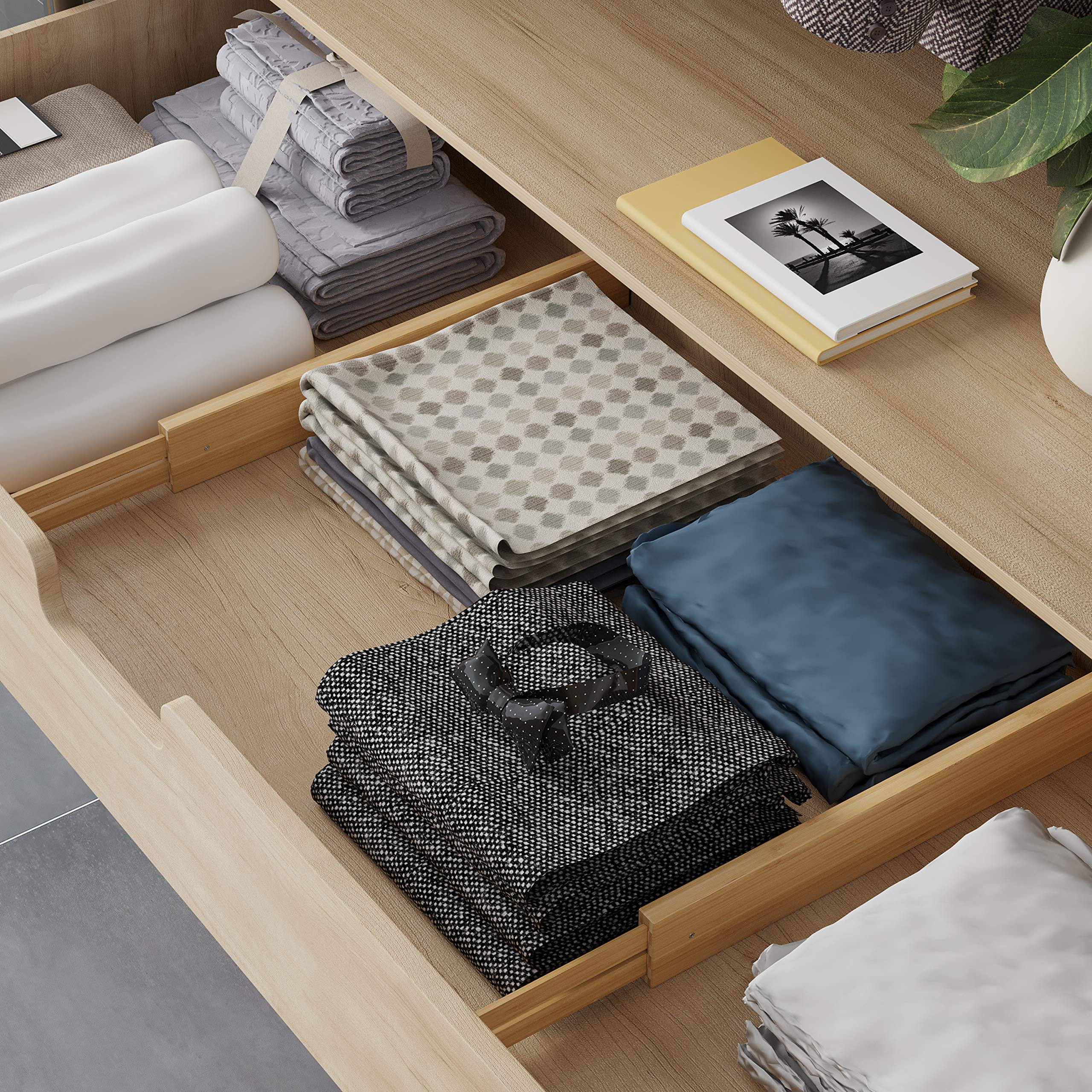 BAMEOS bamboo drawer dividers in kitchen drawers organize utensils efficiently