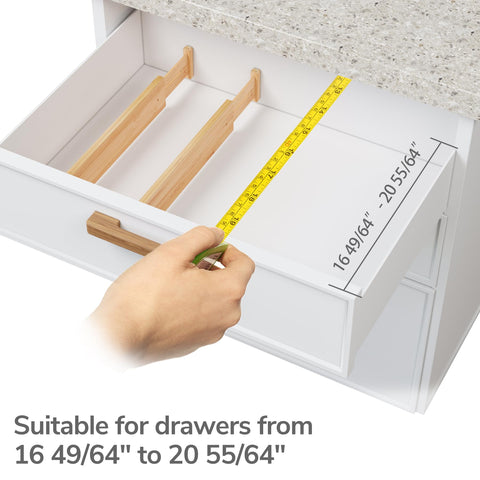 BAMEOS bamboo dividers in office drawers help tidy supplies