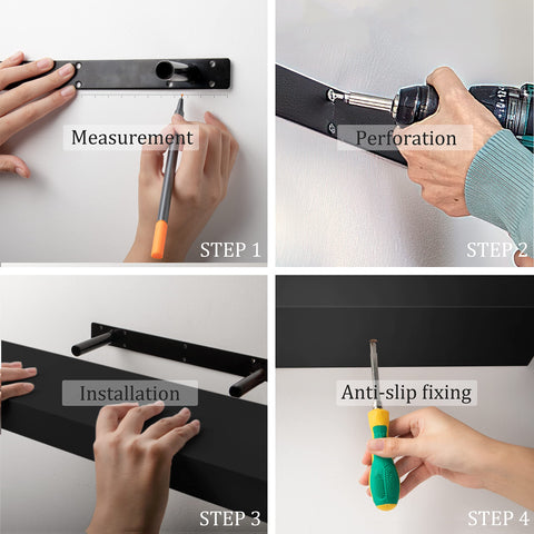 BAMEOS bottom-fixed shelf uses screws for stability and long-term use.