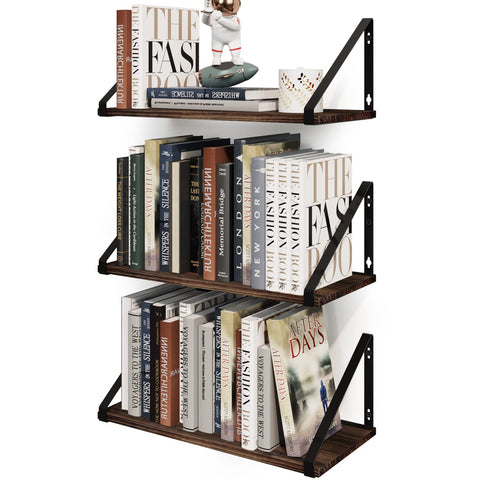 BAMEOS floating shelf in rustic wood adds stylish wall storage.