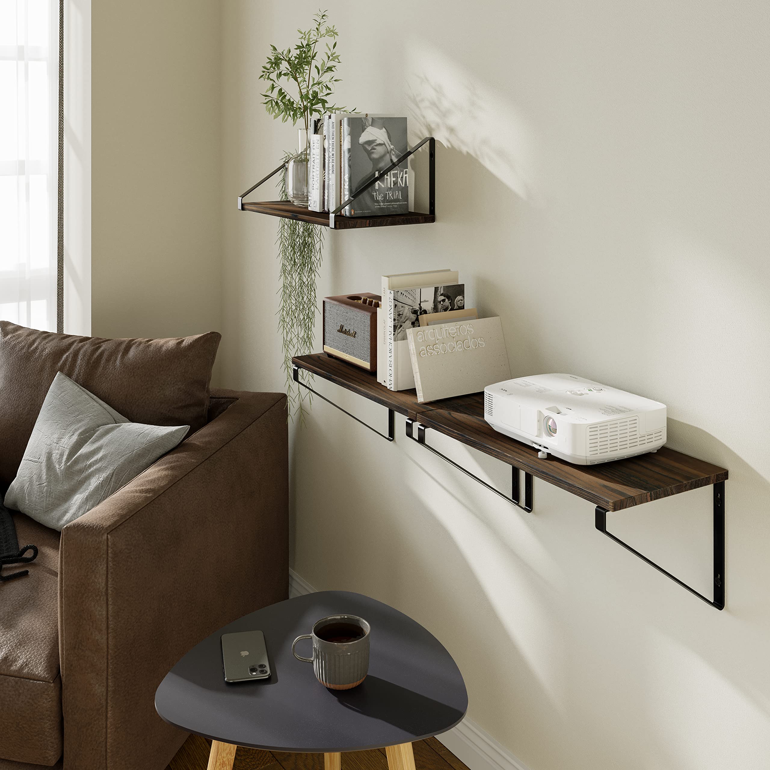 BAMEOS small wall-mount bookshelf for living room books.