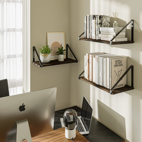 BAMEOS triangle-bracket shelf with steel support offers stable display.