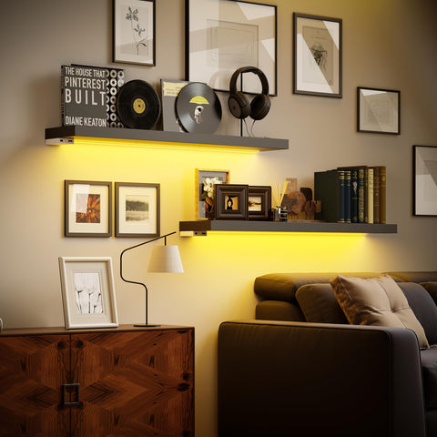 BAMEOS two-pack shelves provide space-saving storage in bedrooms and kitchens.
