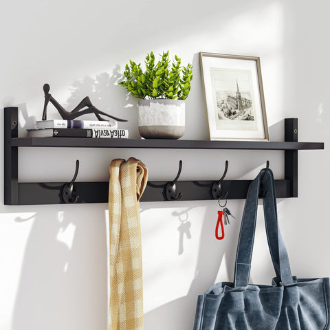 BAMEOS wall-mounted shelf with hooks; easy assembly for a tidy entryway