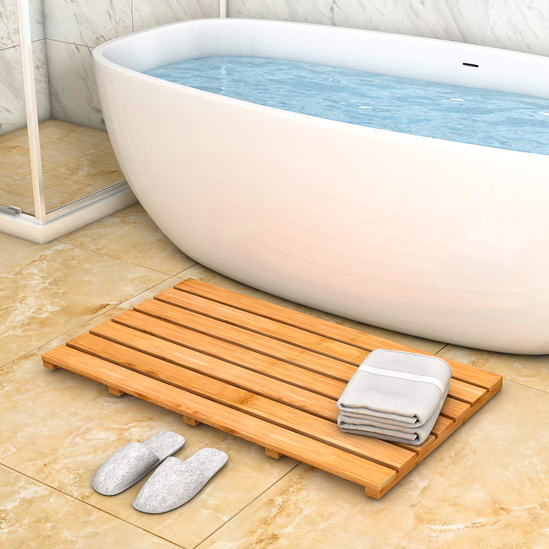 Bamfan bamboo mat surface easy to wipe clean after use