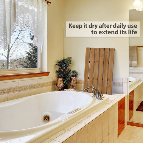 Bamfan bamboo bath-mat easy-clean design with wipe-friendly surface.