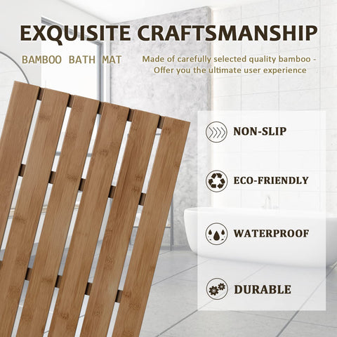 Bamfan luxury bamboo mat suited for shower and bath areas.