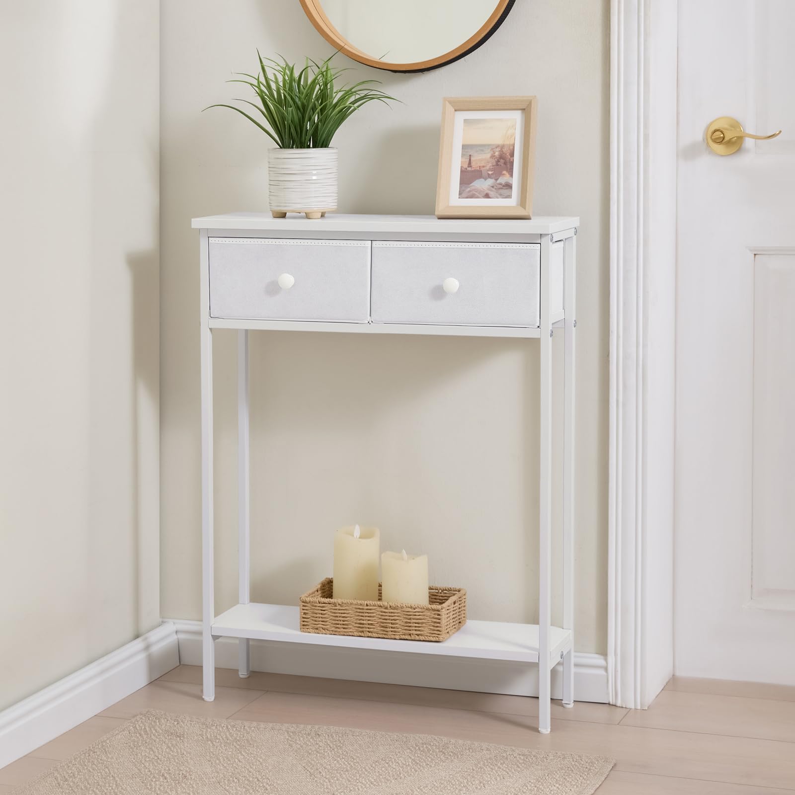 BAMGROW entryway table anti-tip kit adds stability in busy hallways.